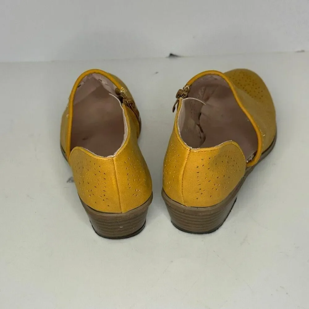 Lace up Flock Casual Fretwork Casual Shoes Yellow | Women Size 7.5 / 38